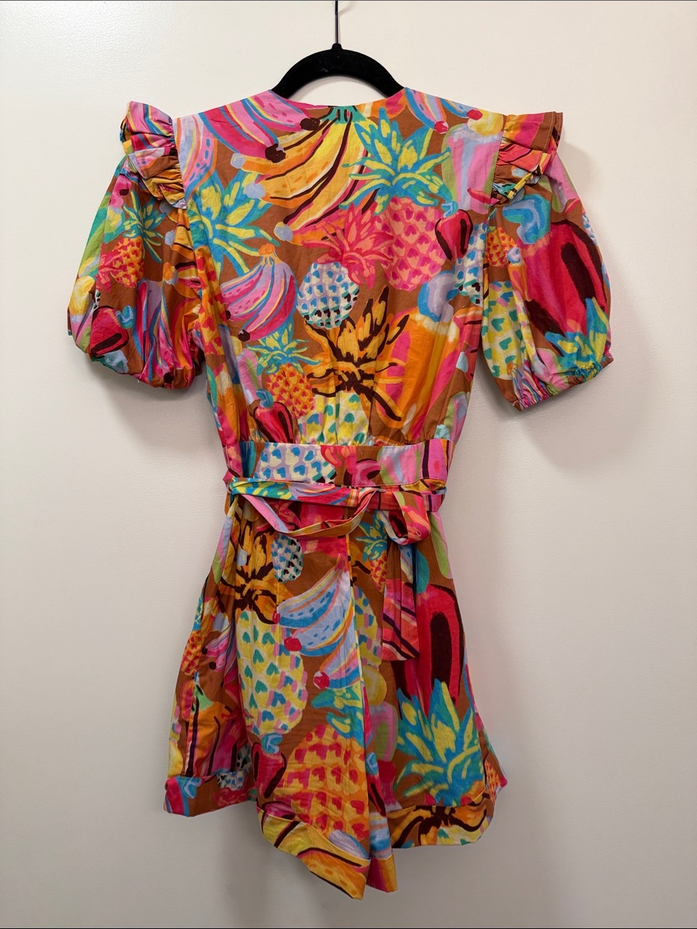 FARM Rio Tropical Fruit Print Puff Sleeve Romper Size XS Multicolor - Picture 5 of 7